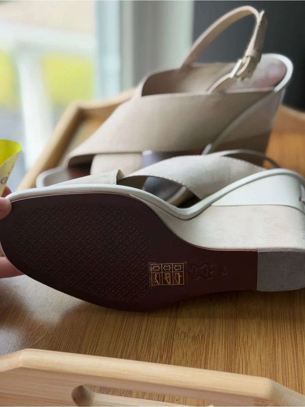 Tory Burch Nude Beige Crisscross Wedge Sandals